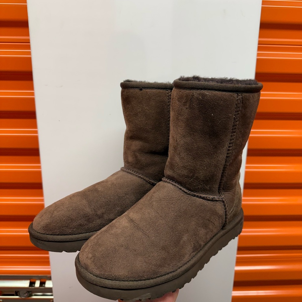 UGG Dark Brown Shearling-Lined Slip-On